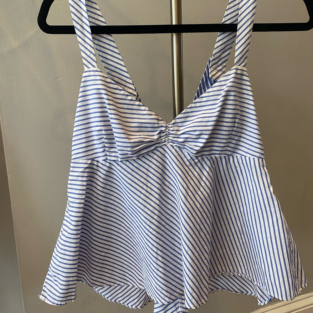 Zara Striped Blue and White Blouse - Cross Back
